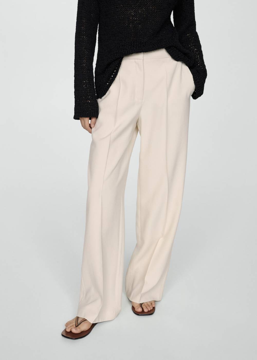 Mango Wideleg-Bundfaltenhose