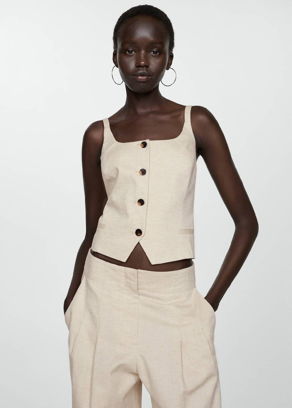 Mango Wideleg-Bundfaltenhose