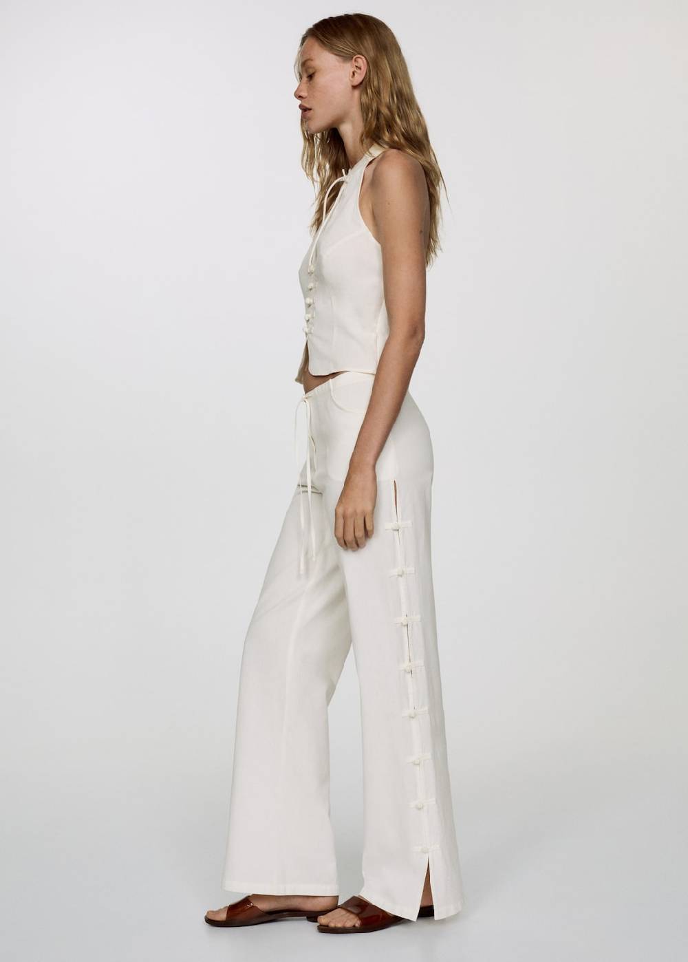 Mango Wideleg-Hose Mit Knöpfen