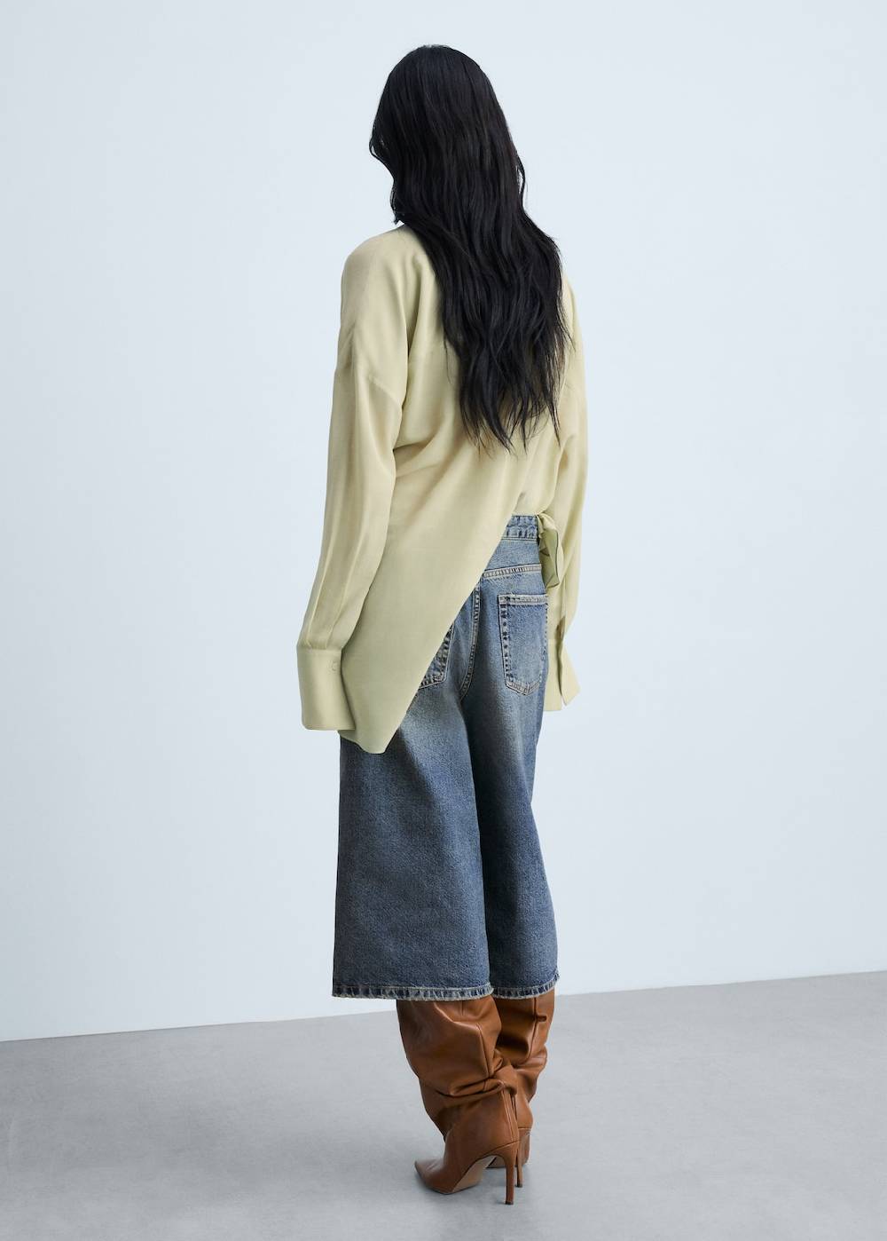 Mango Wideleg-Jeans-Bermudashorts