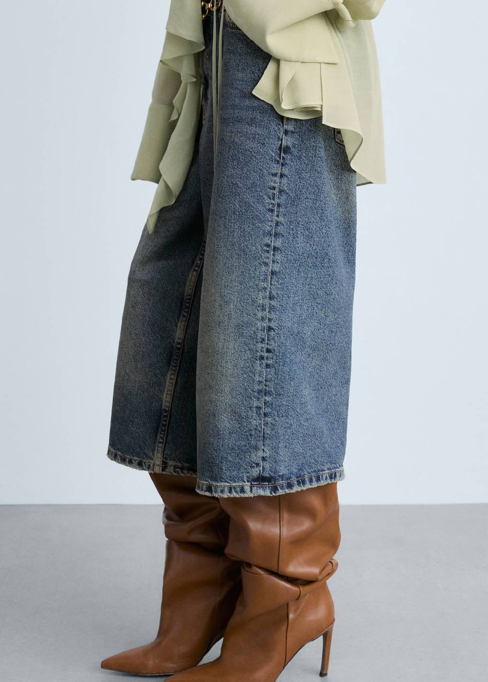 Mango Wideleg-Jeans-Bermudashorts