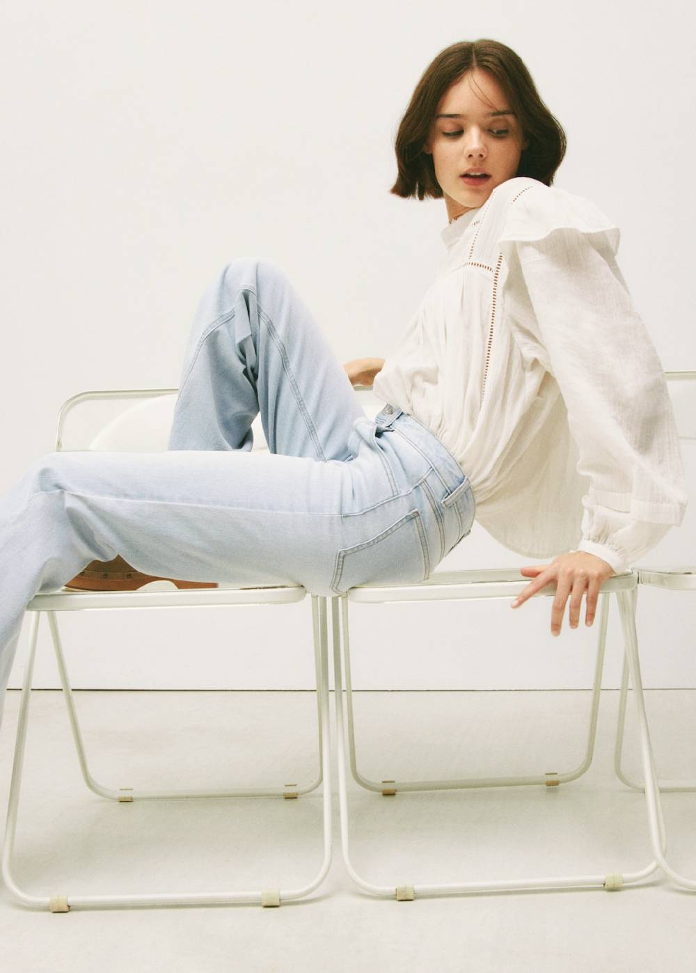 Mango Wideleg-Jeans Mit Mittlerer Bundhöhe