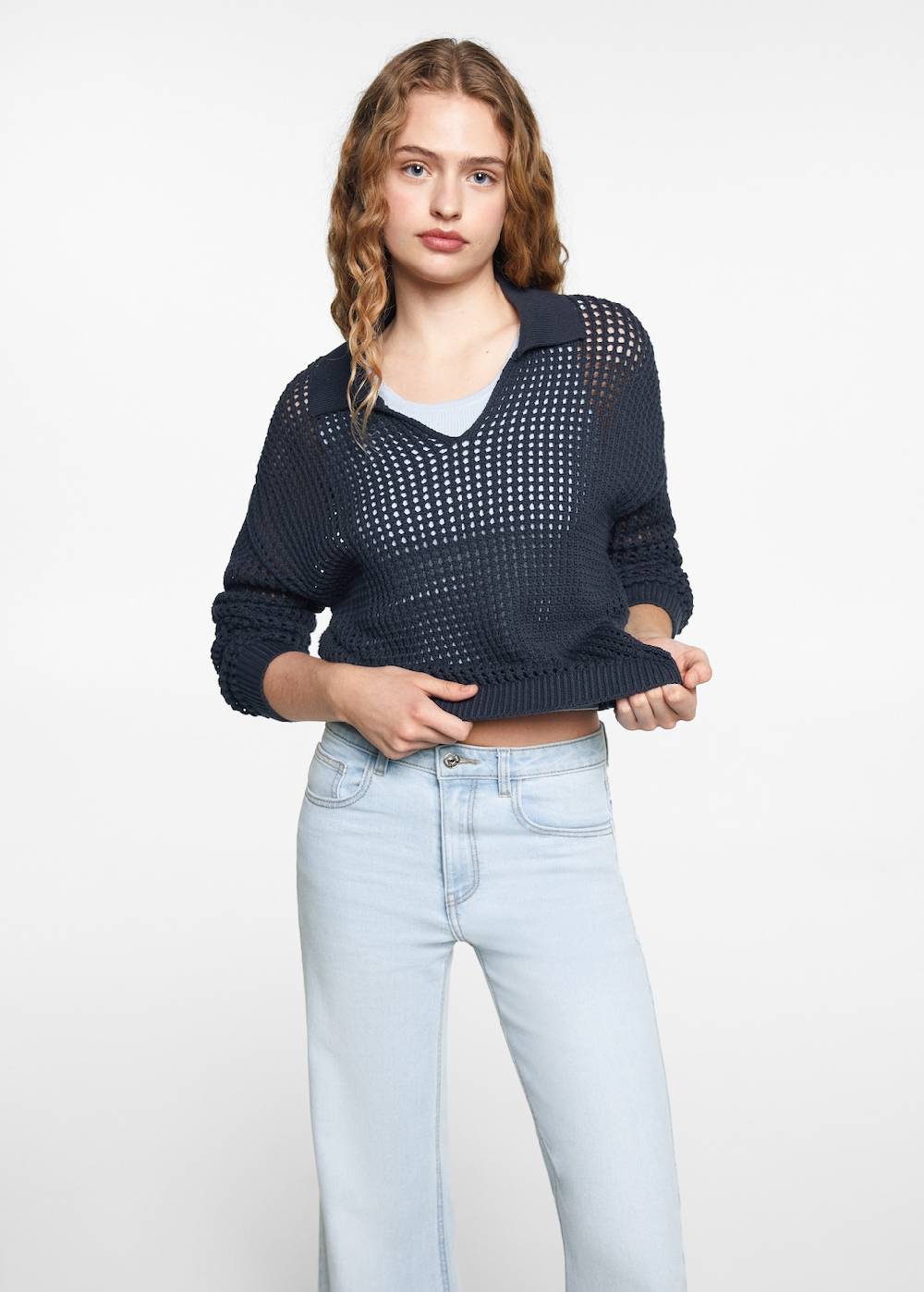 Mango Wideleg-Jeans mit mittlerer Bundhöhe