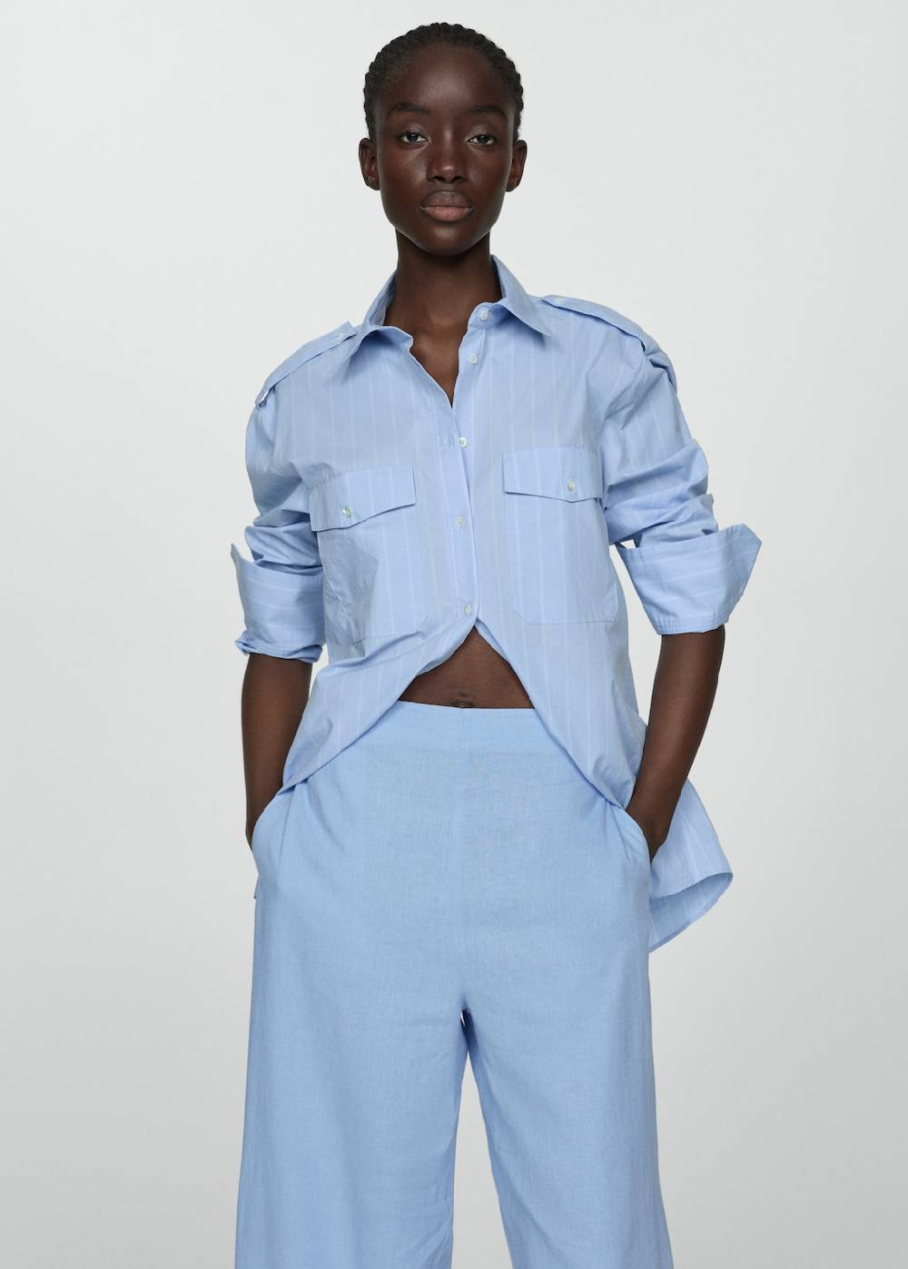 Mango Wideleg-Leinenhose