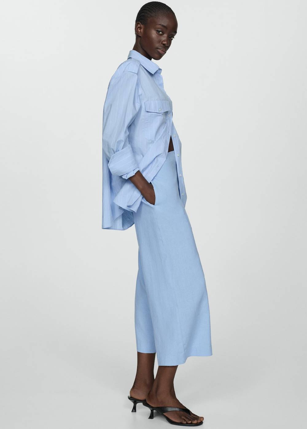 Mango Wideleg-Leinenhose