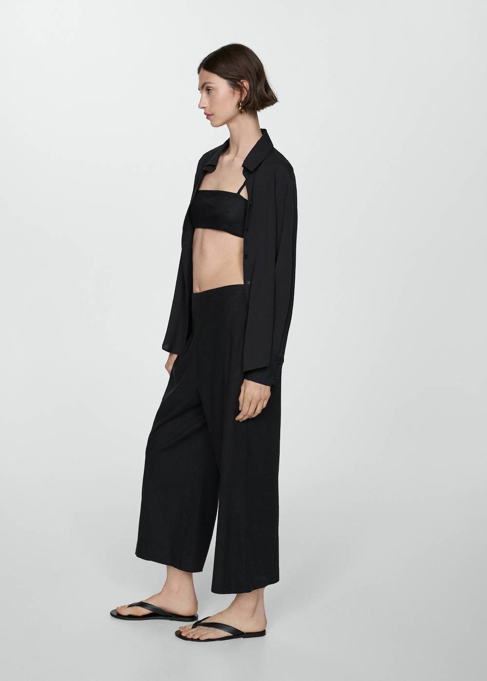 Mango Wideleg-Leinenhose