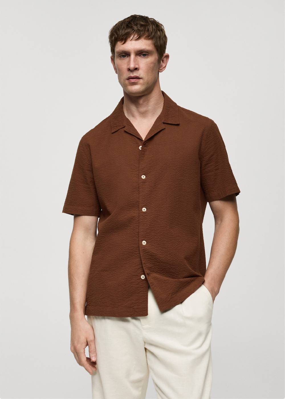 Mango Regular-Fit-Hemd aus 100 % Seersucker-Baumwolle