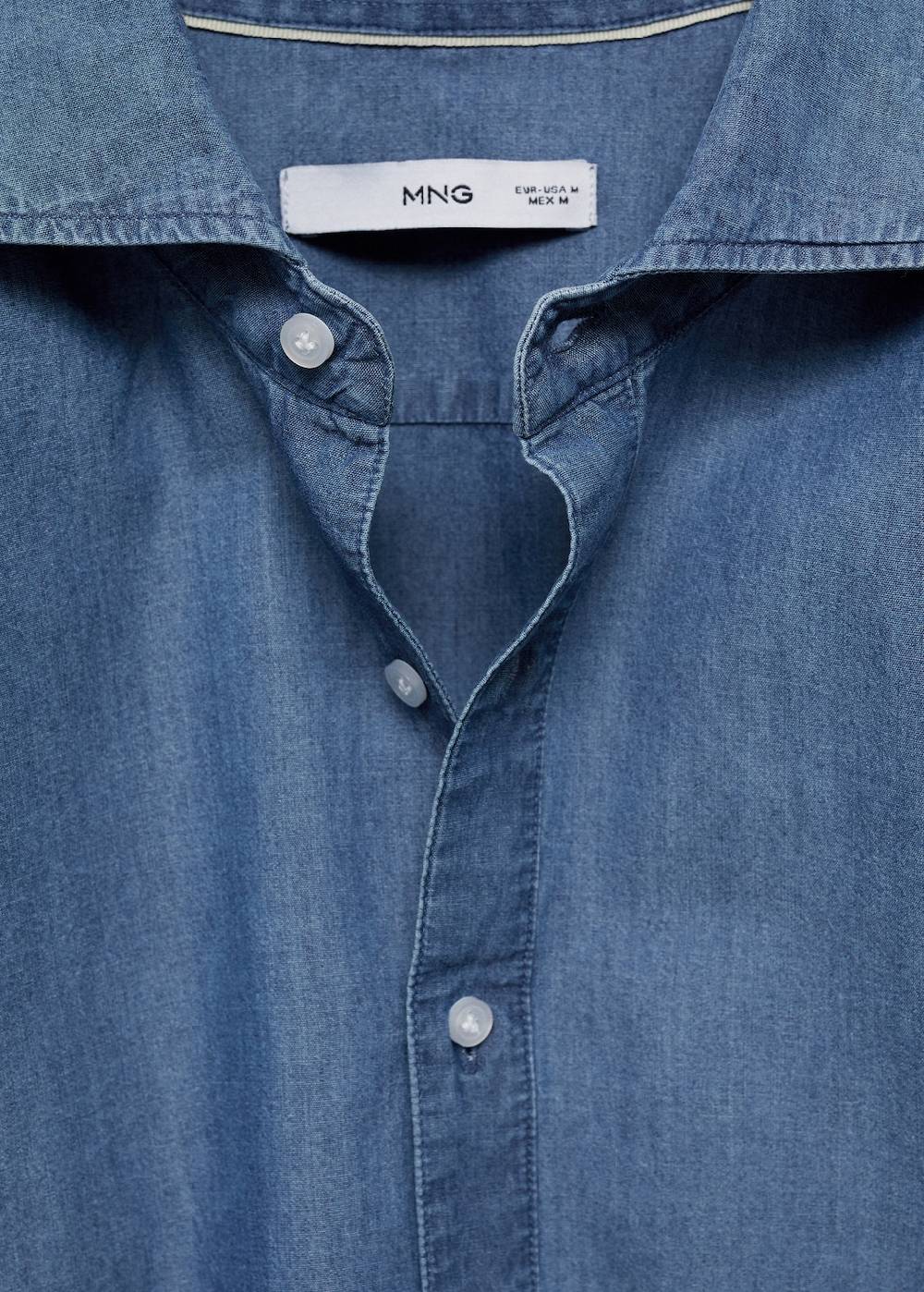 Mango Regular-Fit-Polohemd Aus 100 % Baumwoll-Chambray