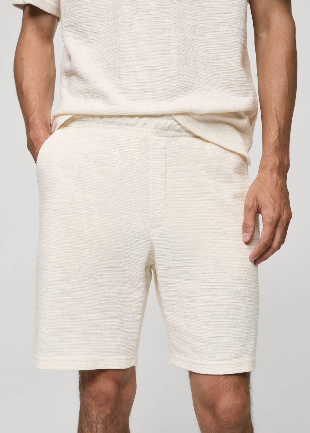 Mango Strukturierte Bermudashorts Aus Baumwolle Mit Kordelzug