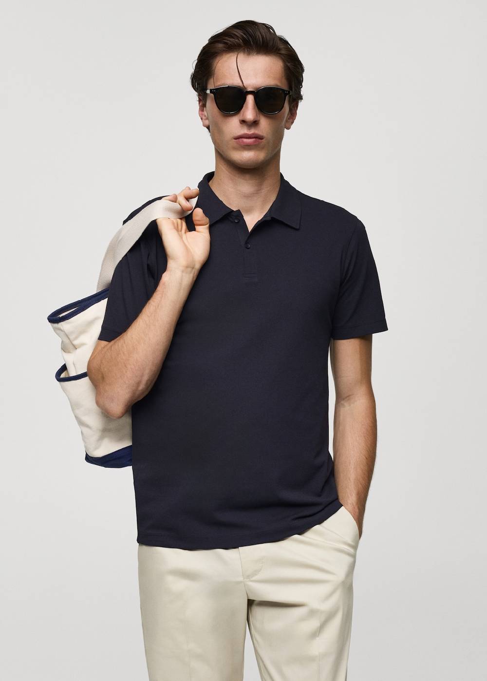 Mango Strukturiertes Slim-Fit-Poloshirt aus Baumwoll-Piqué