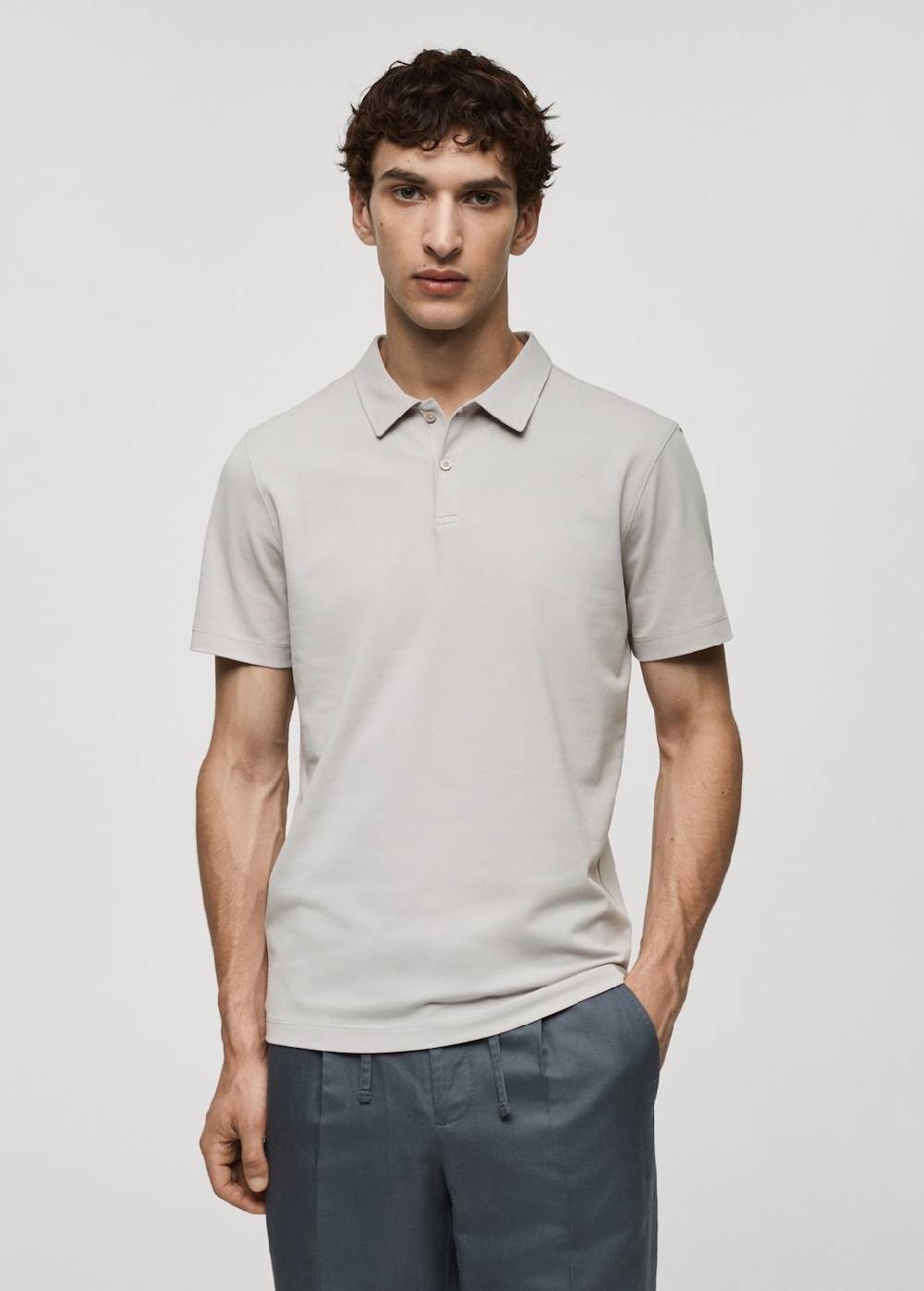 Mango Strukturiertes Slim-Fit-Poloshirt aus Baumwoll-Piqué