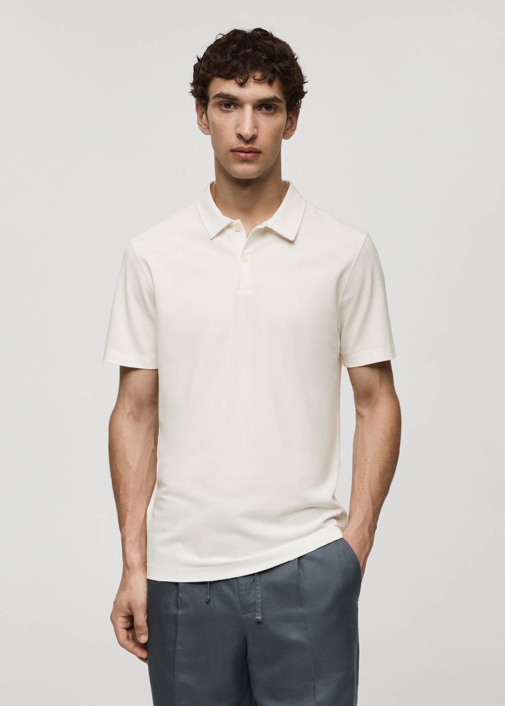 Mango Strukturiertes Slim-Fit-Poloshirt aus Baumwoll-Piqué