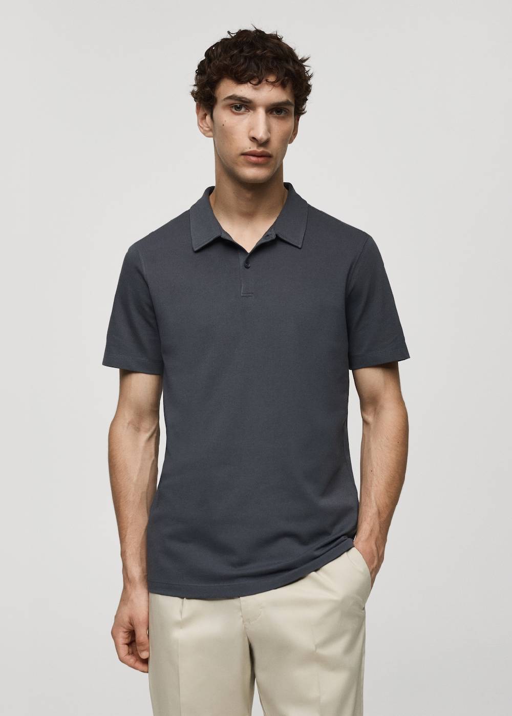 Mango Strukturiertes Slim-Fit-Poloshirt aus Baumwoll-Piqué