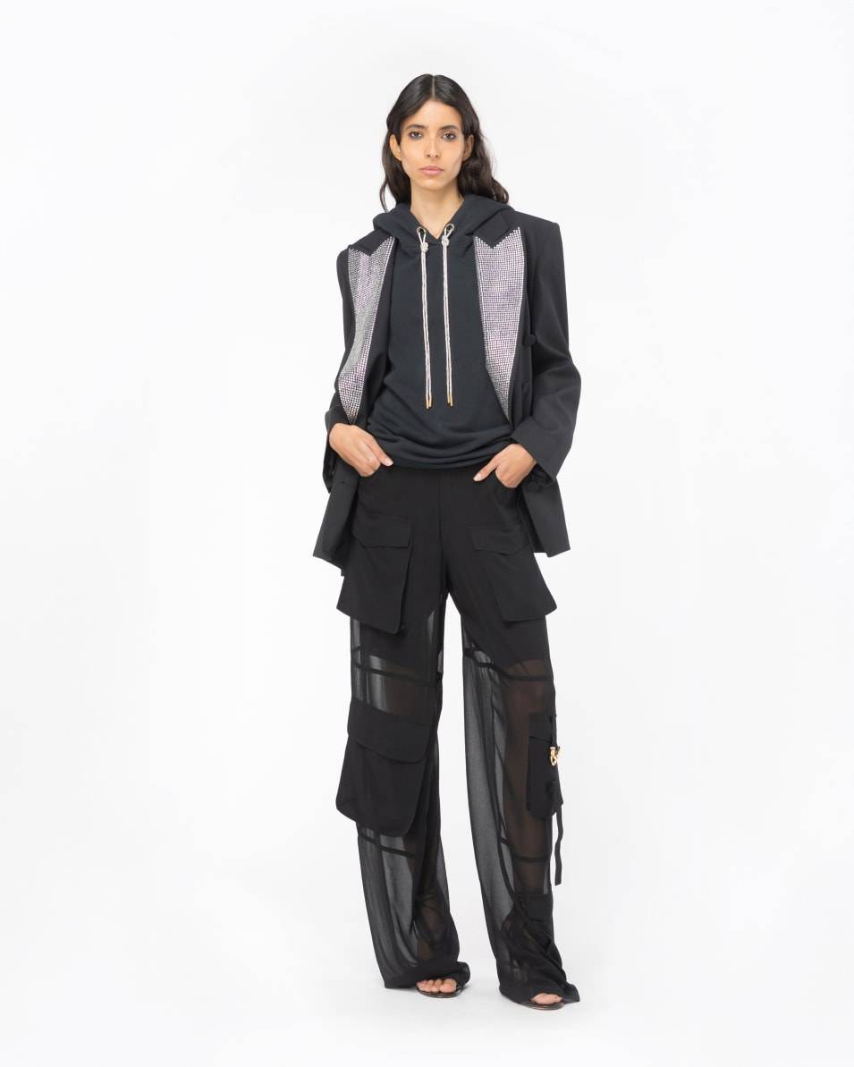 Pinko Ärmelloses Sweatshirt Mit Strassbesetztem Kordelzug