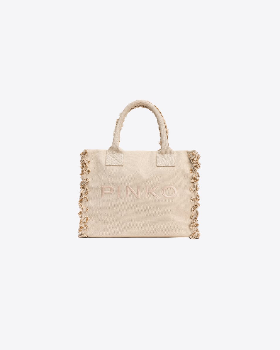 Pinko Beach Shopper aus recyceltem Salz- und Pfeffer-Segeltuch