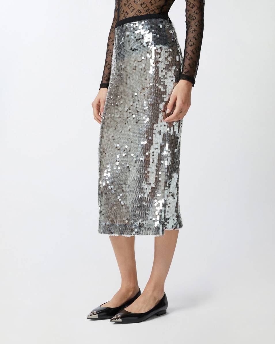 Pinko Bleistiftrock Aus Paillettenbesetztem Mesh-Gewebe