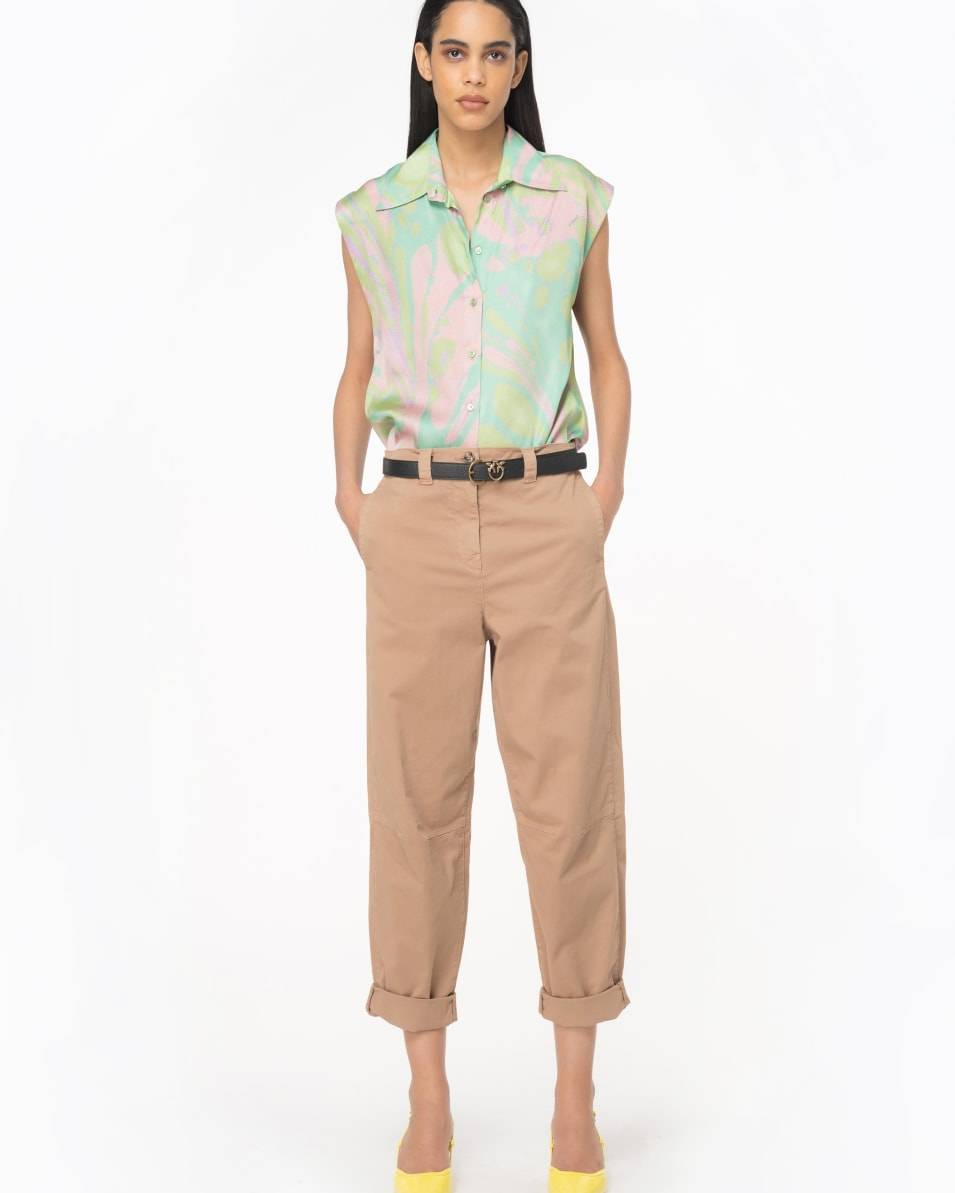 Pinko Bluse Mit Flügelärmel Aus Satin Mit Splash-Print