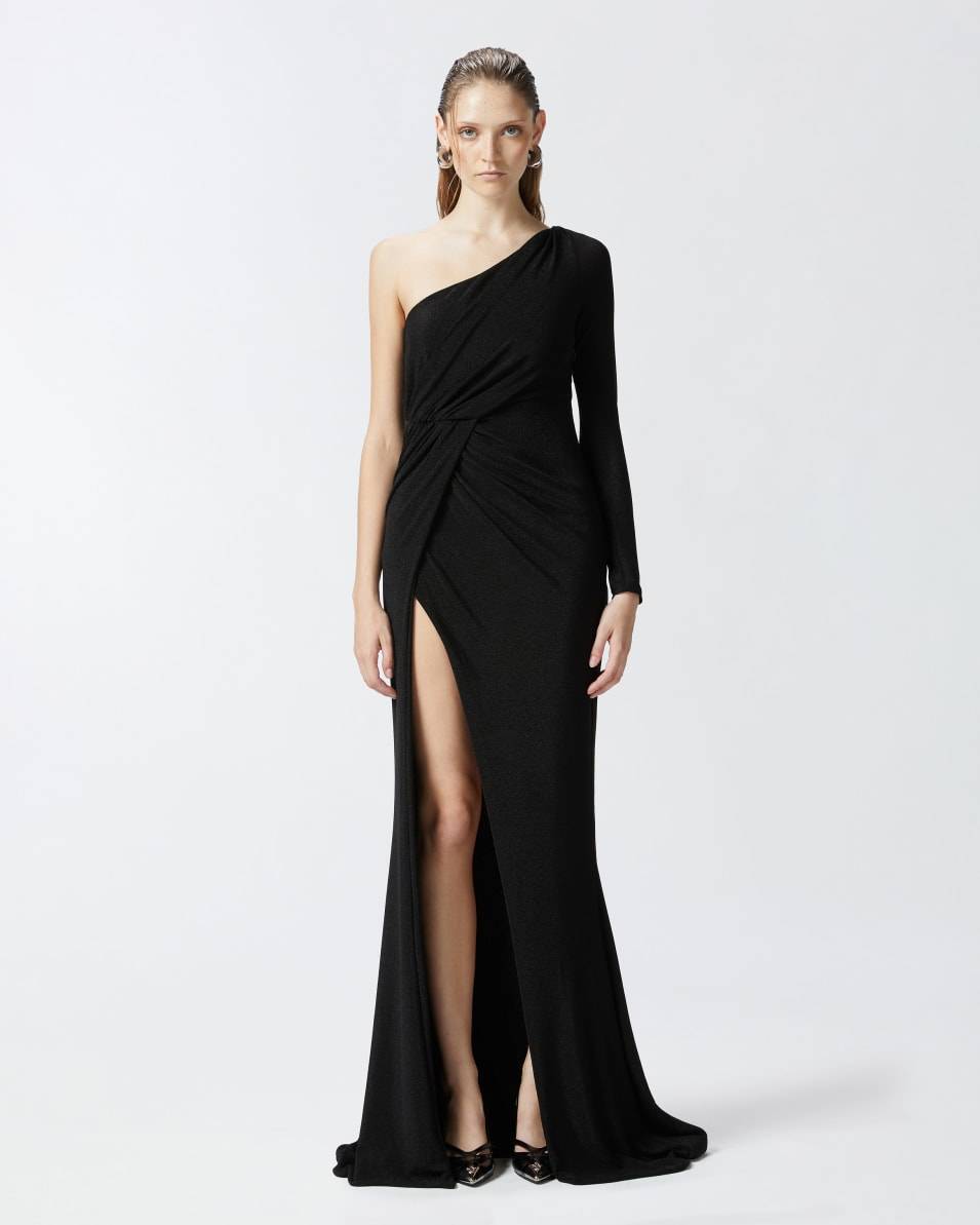 Pinko Elegantes Kleid Mit Drapierungen Aus Metallisiertem Jersey