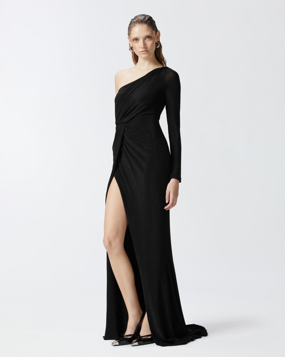 Pinko Elegantes Kleid Mit Drapierungen Aus Metallisiertem Jersey