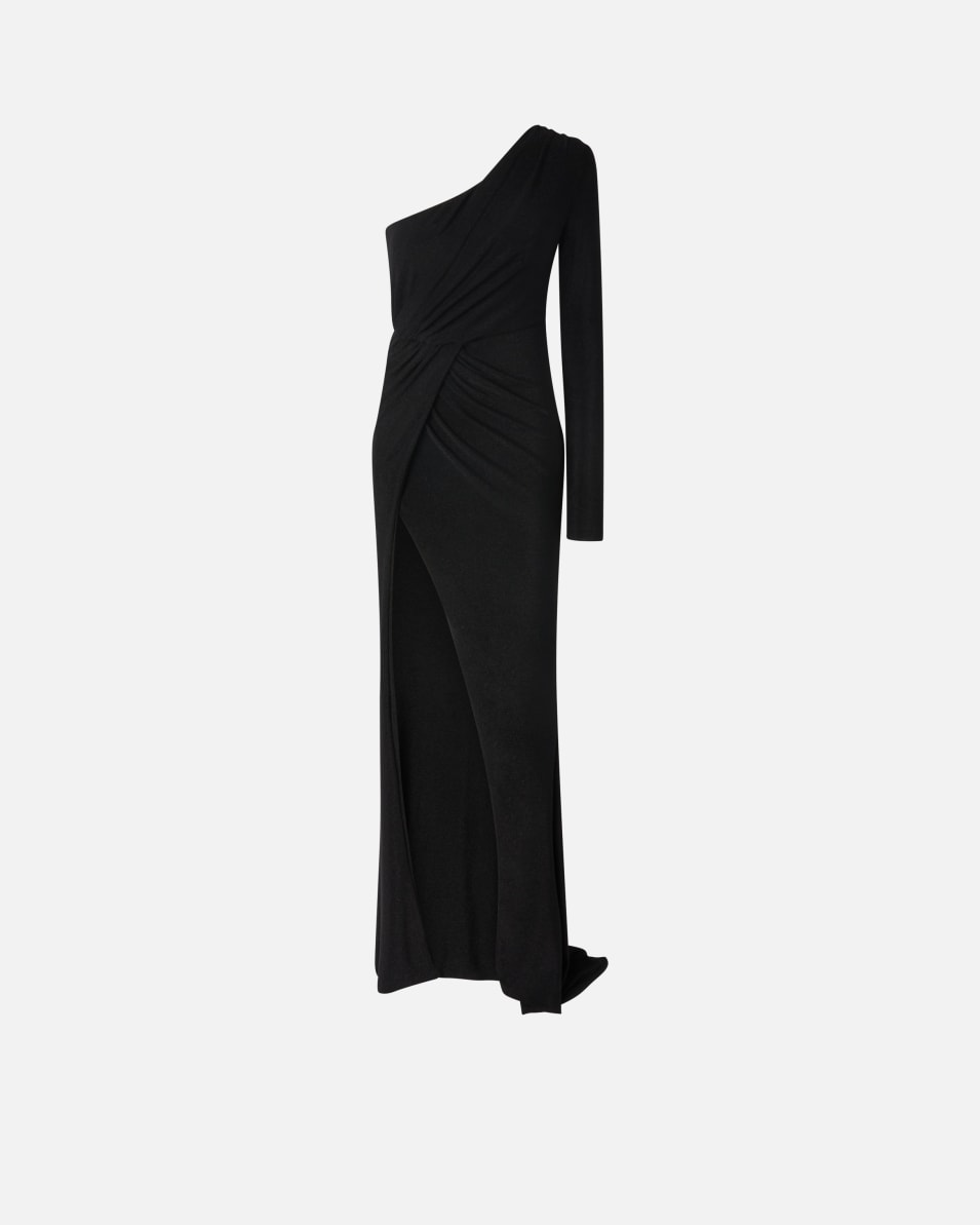 Pinko Elegantes Kleid mit Drapierungen aus metallisiertem Jersey