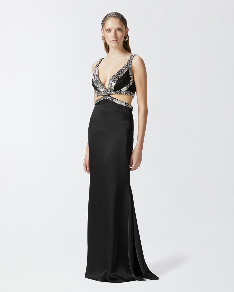 Pinko Elegantes Langes Kleid Mit Metallic-Stickerei
