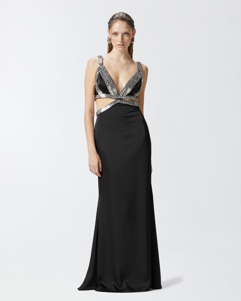 Pinko Elegantes Langes Kleid Mit Metallic-Stickerei