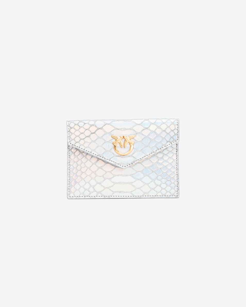 Pinko Flaches Kartenetui in holografischer silberner Reptiloptik PINKO Galleria