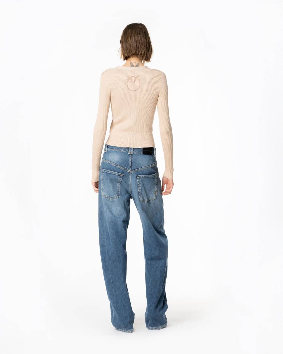 Pinko Gerippter Cardigan Mit Love-Birds-Logo In Transparenz