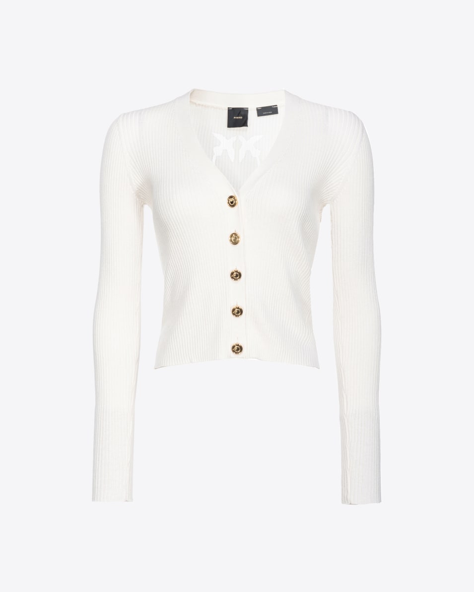 Pinko Gerippter Cardigan mit Love-Birds-Logo in Transparenz