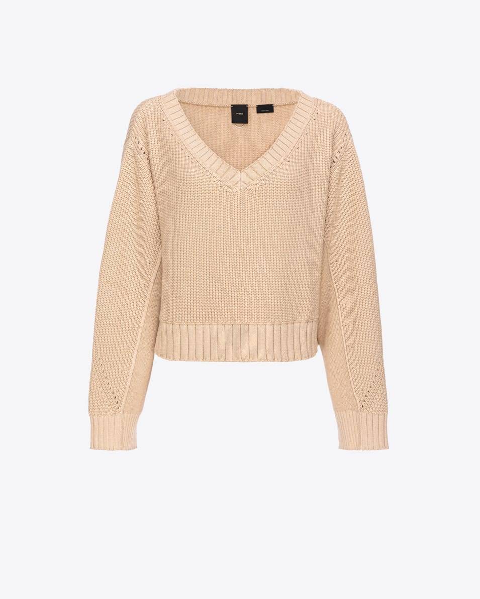 Pinko Gerippter Pullover aus Baumwolle und Kaschmir