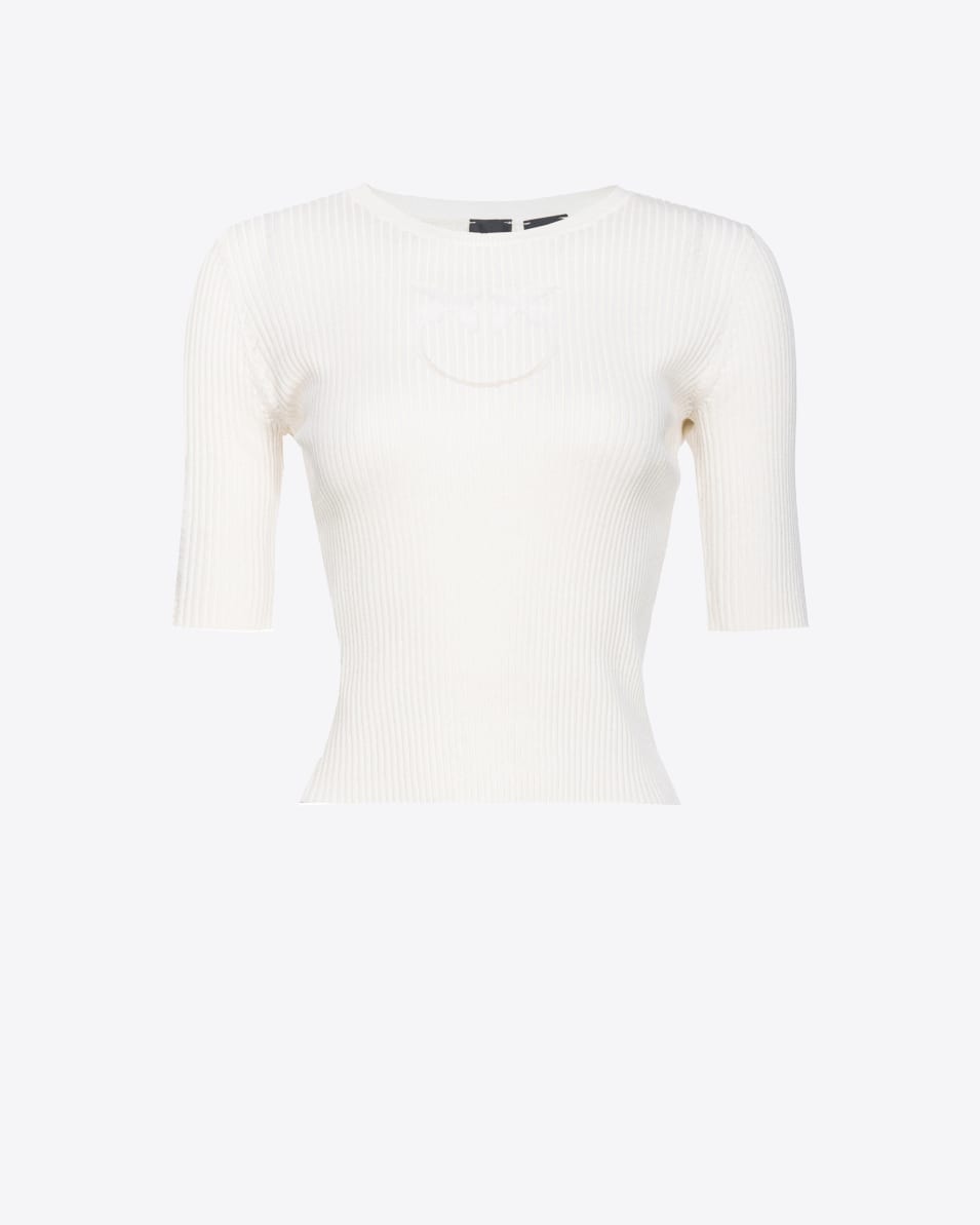 Pinko Gerippter Pullover Logo Love Birds Durchsichtig