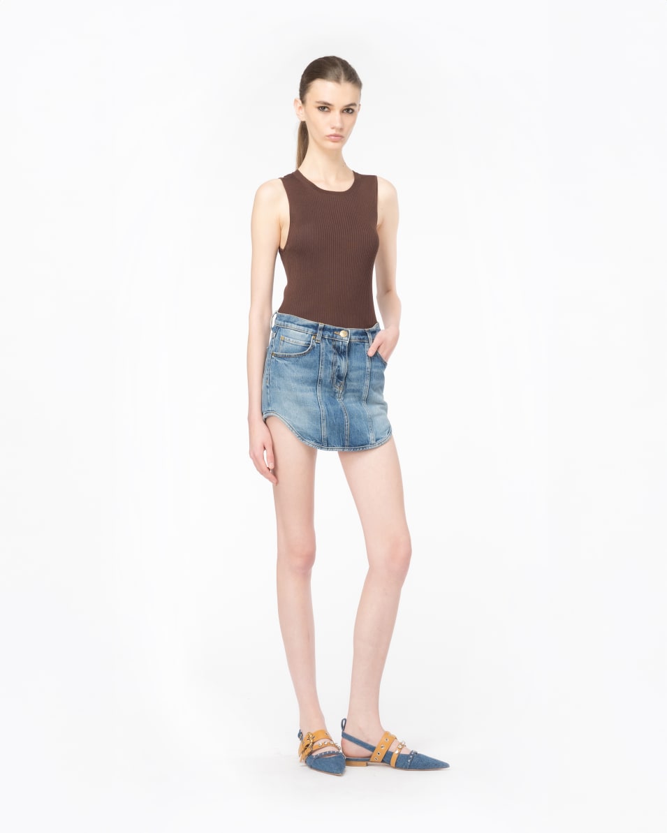 Pinko Geripptes ärmelloses Top Mit Love-Birds-Logo In Transparenz