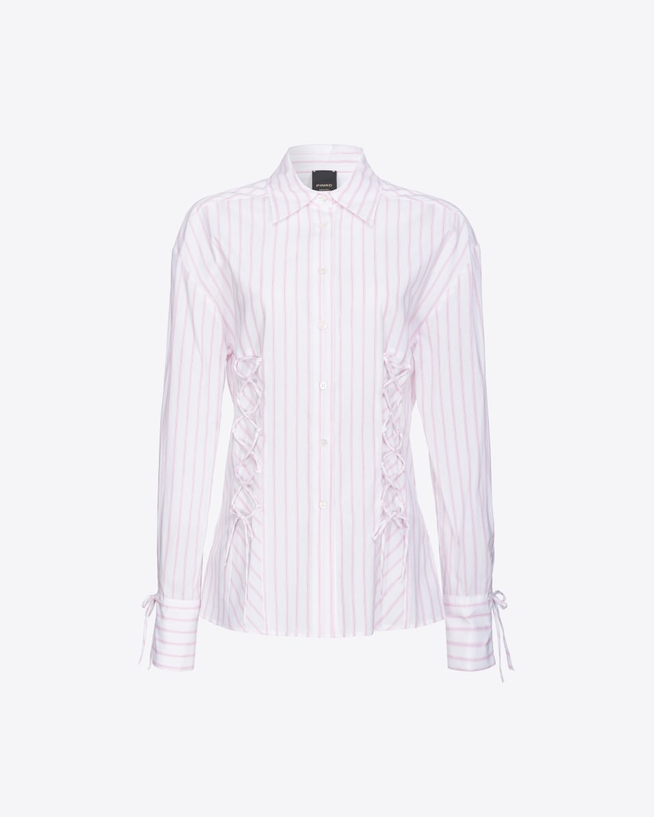 Pinko Gestreifte Hemdbluse mit überkreuzten Kordeln