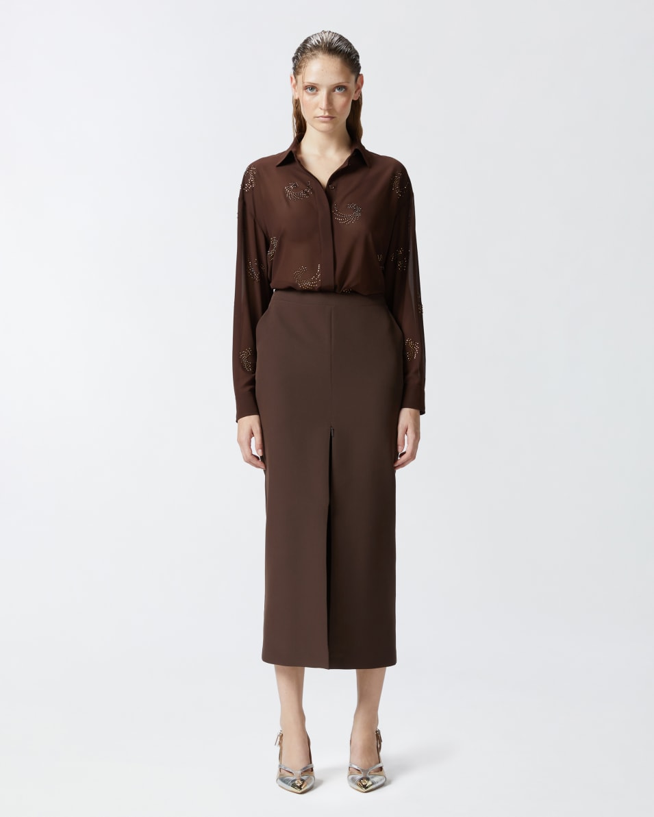 Pinko Halbtransparente Bluse Mit Strasssteinchen In Wirbelmuster