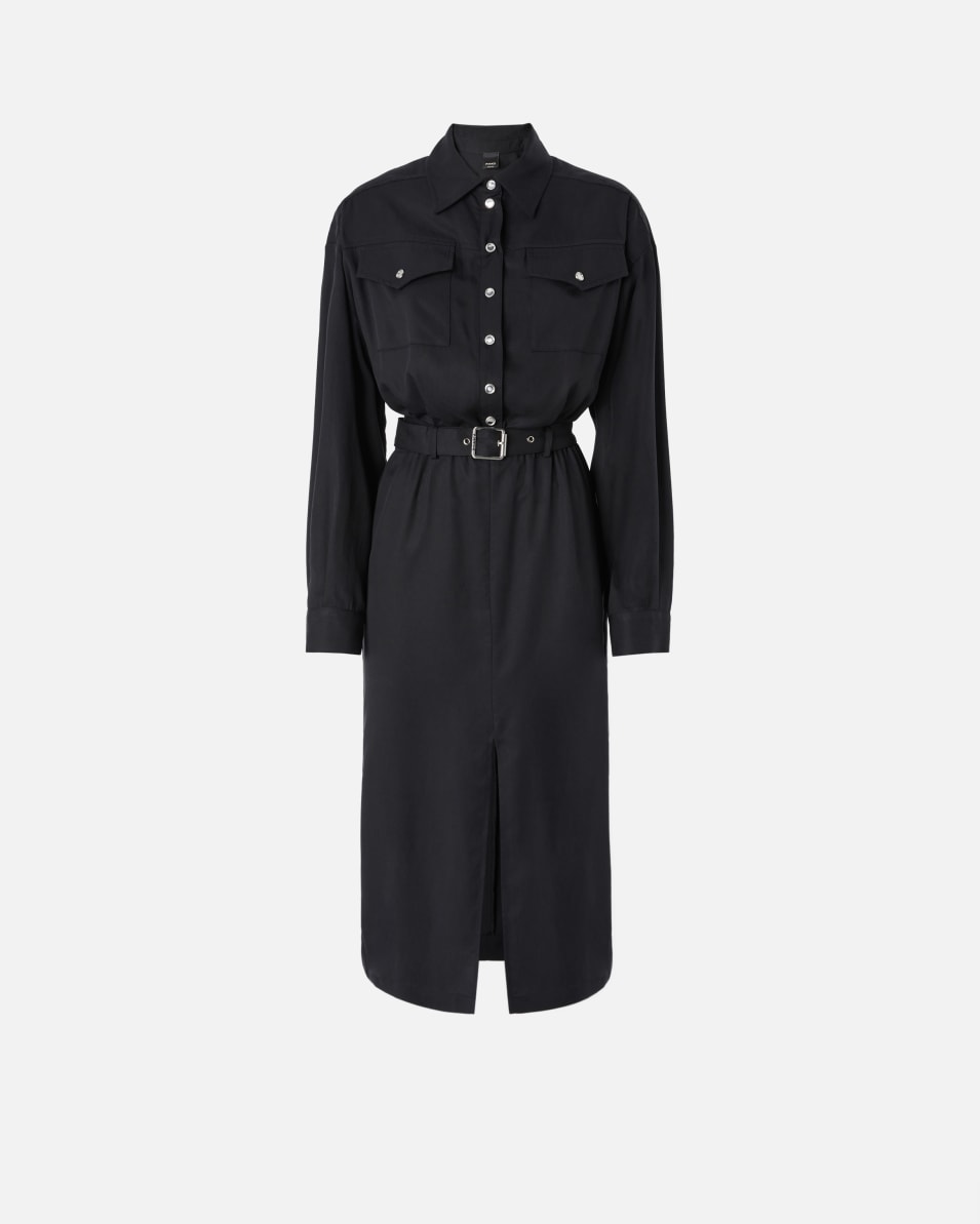 Pinko Hemdblusenkleid in Midilänge mit Gürtel und Taschen