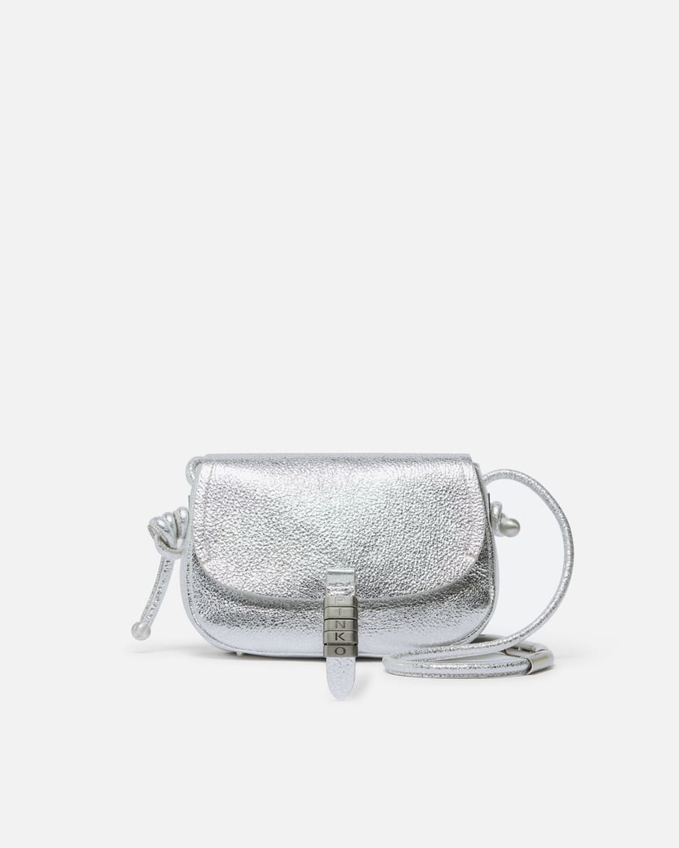 Pinko Kleine Umhängetasche im Mini-Saddle-Bag-Stil aus laminiertem Leder