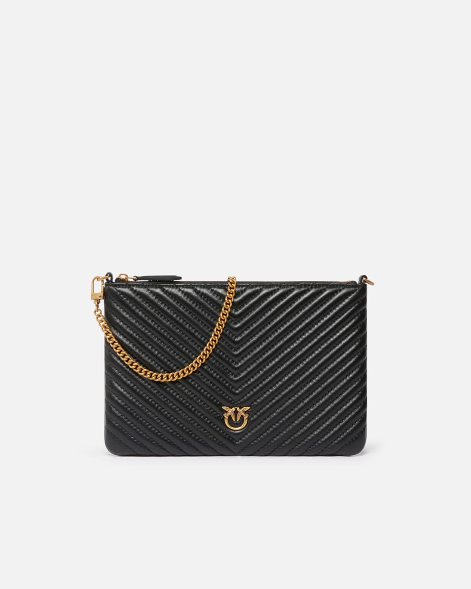 Pinko Kleine Umschlagtasche aus gestepptem Nappaleder