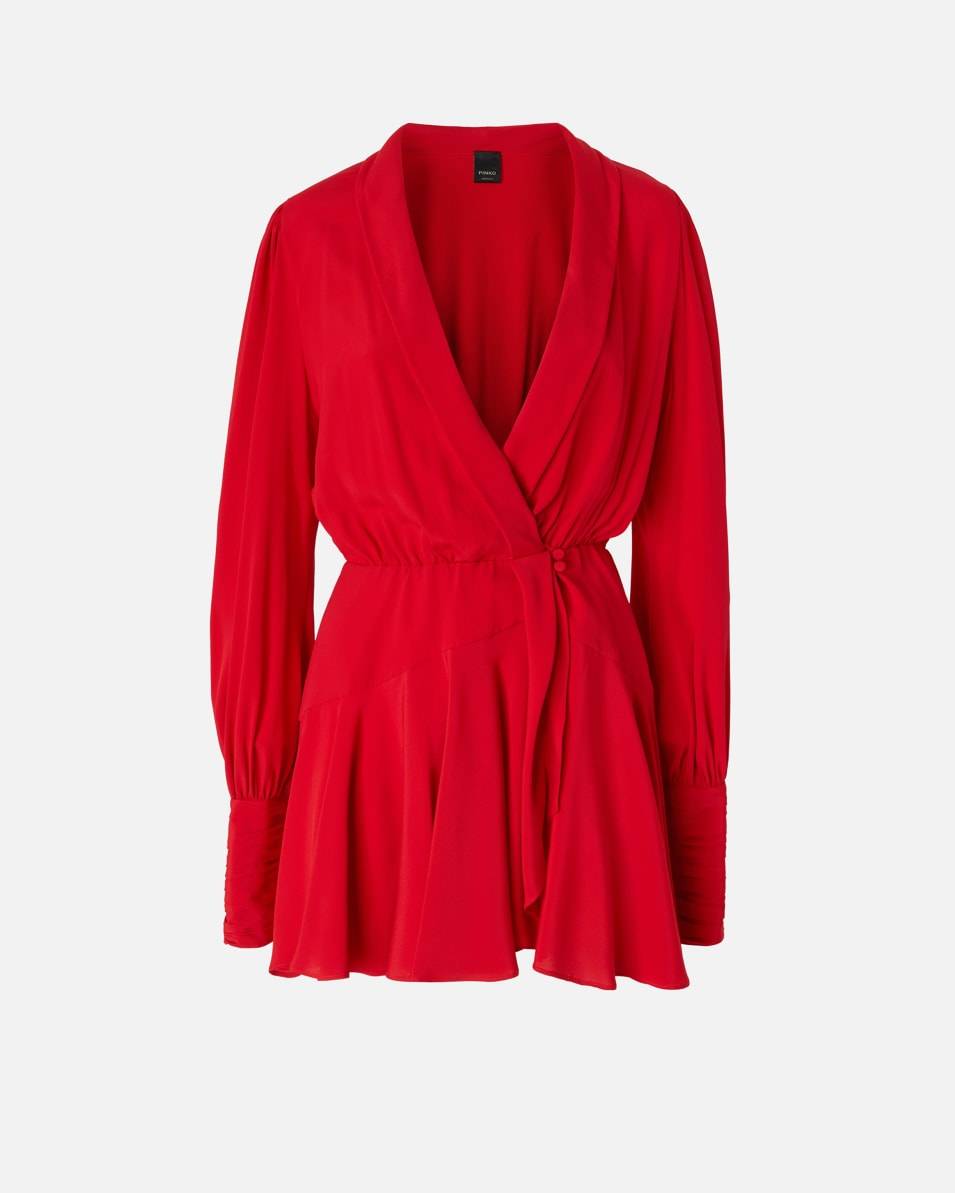 Pinko Kurzes Kleid aus Seidenmix mit tiefem Ausschnitt