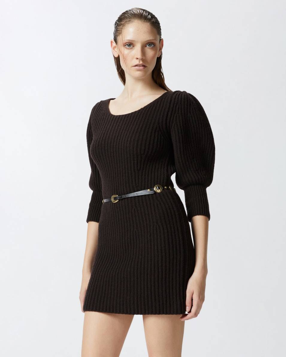 Pinko Kurzes Strickkleid Aus Kaschmirwolle In Rippoptik