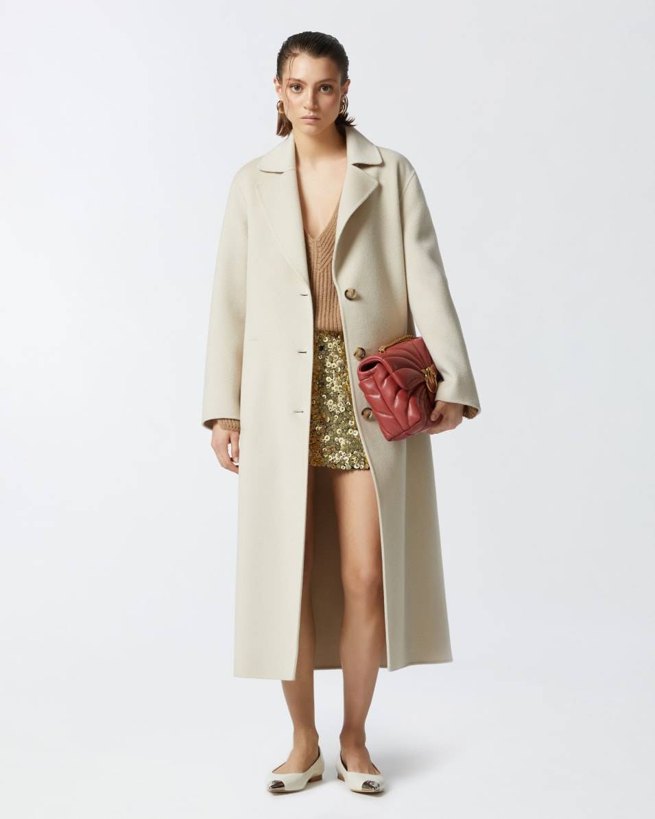 Pinko Langer Mantel Mit Gürtel Aus Double-Wollstoff