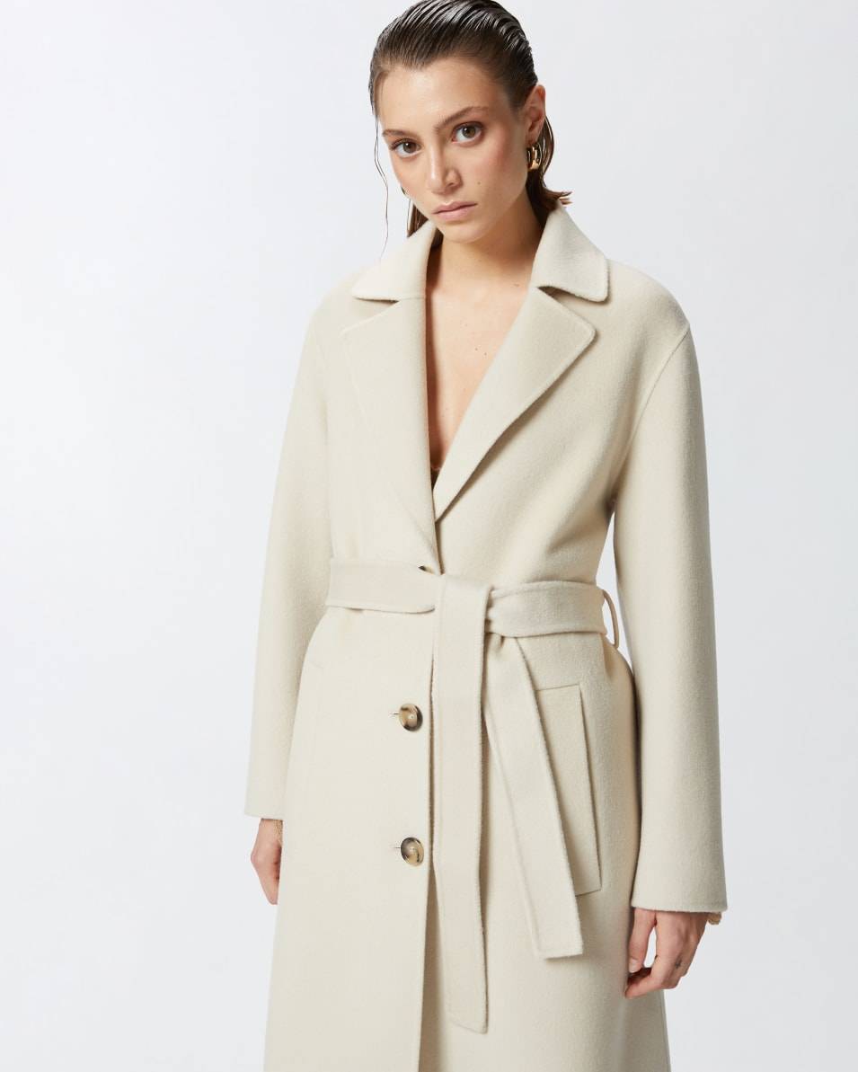 Pinko Langer Mantel Mit Gürtel Aus Double-Wollstoff