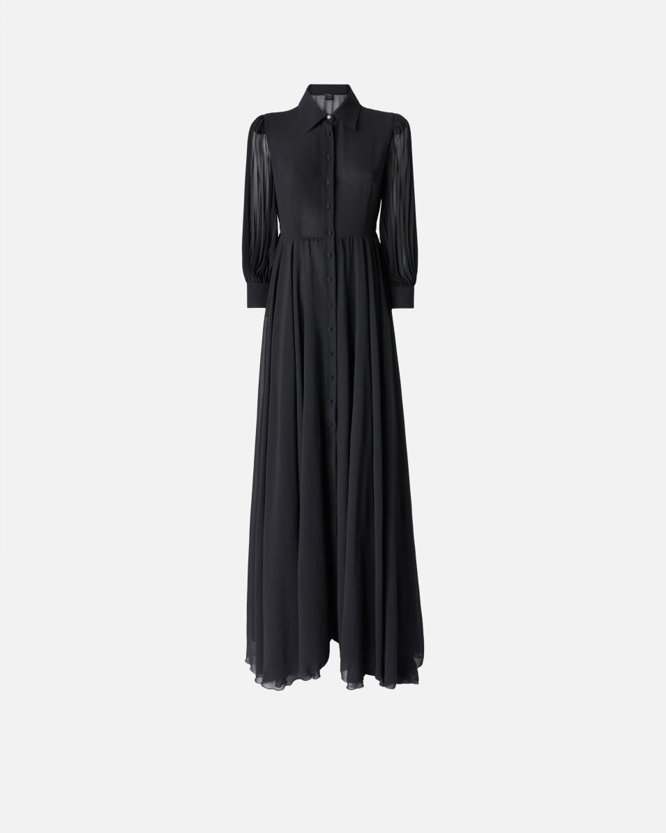 Pinko Langes Hemdblusenkleid mit transparentem Rücken