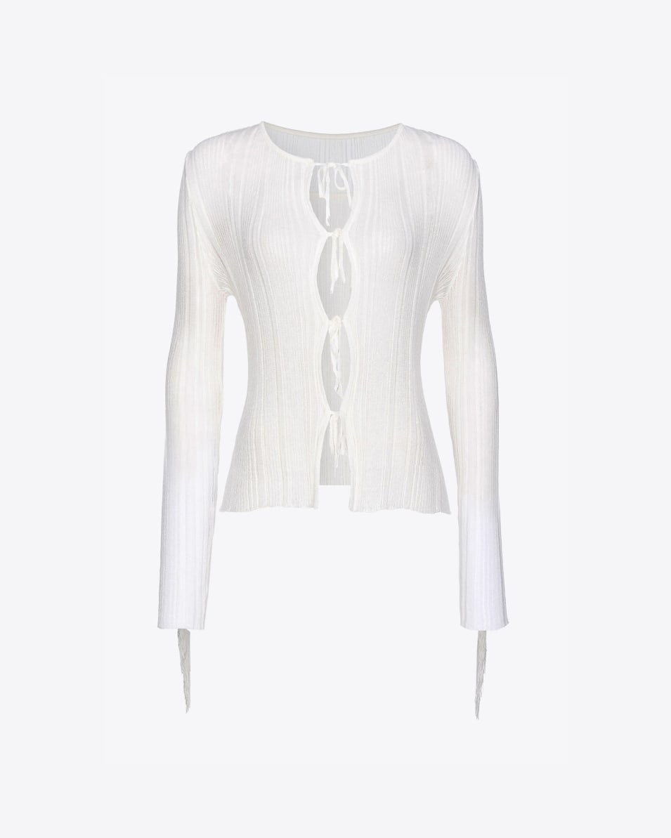 Pinko Leichter Cardigan mit Fransen auf der Rückseite