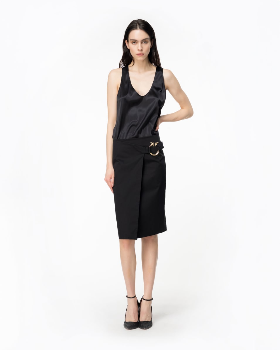 Pinko Midirock Aus Technischem Satin Mit Piercing-Schnalle