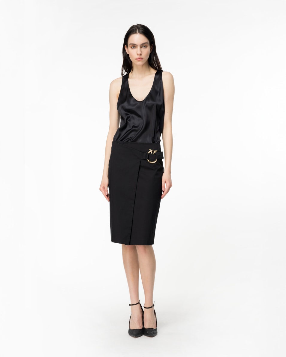 Pinko Midirock Aus Technischem Satin Mit Piercing-Schnalle