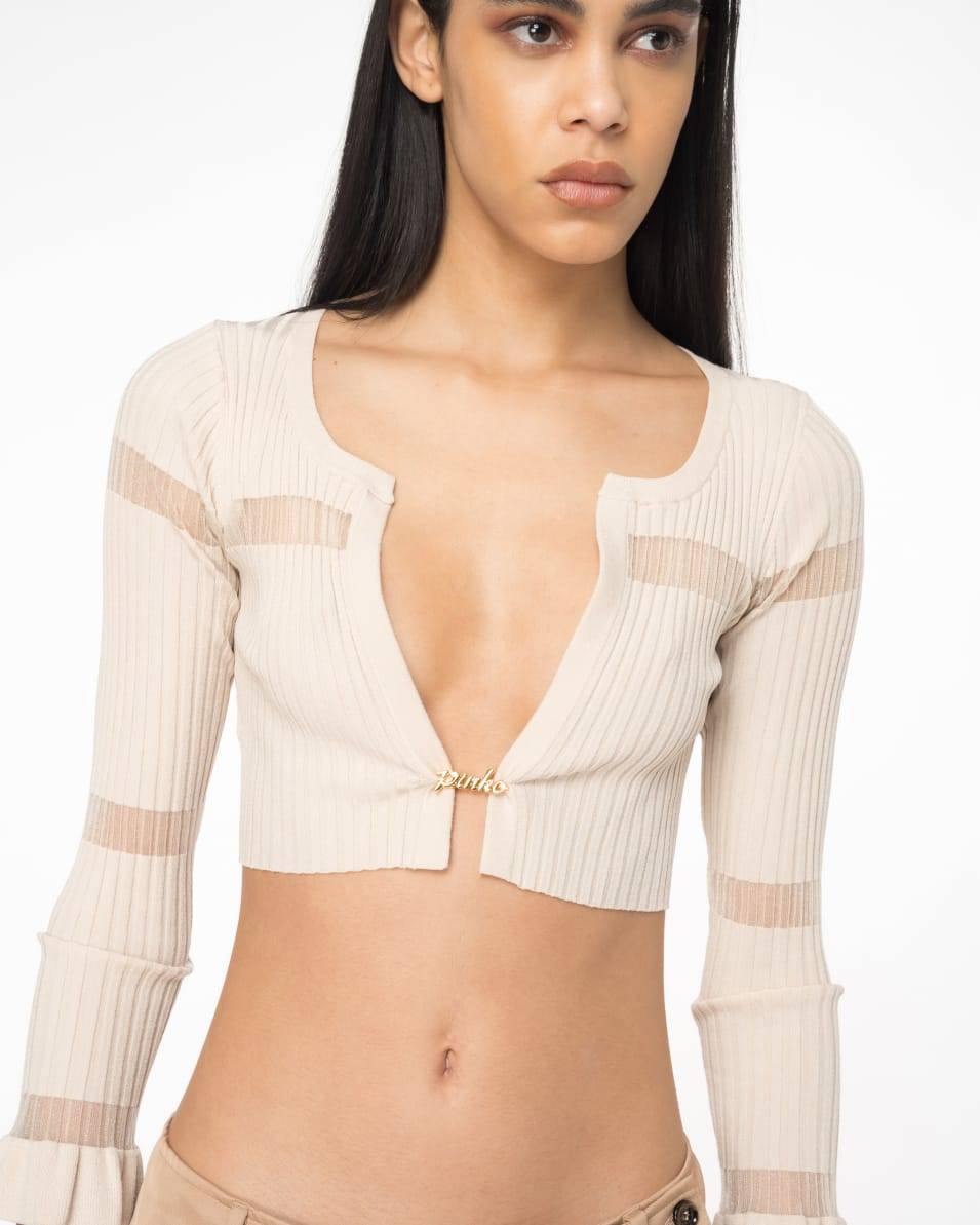 Pinko Mini-Cardigan Gerippt Mit Durchsichtigem Streifen