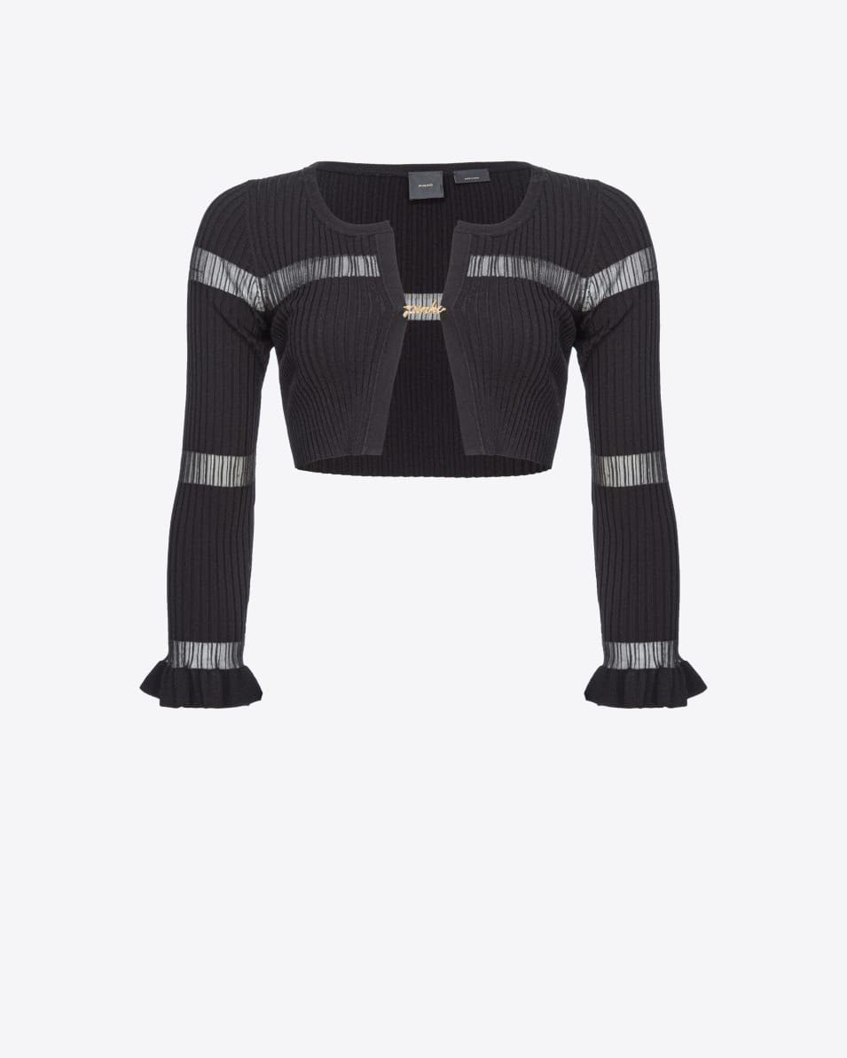 Pinko Mini-Cardigan gerippt mit durchsichtigem Streifen