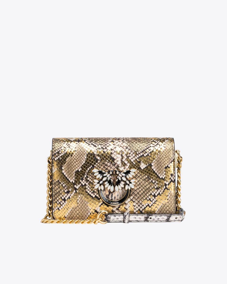 Pinko Mini Love Bag Click Metallic-Leder in Reptiloptik PINKO Galleria