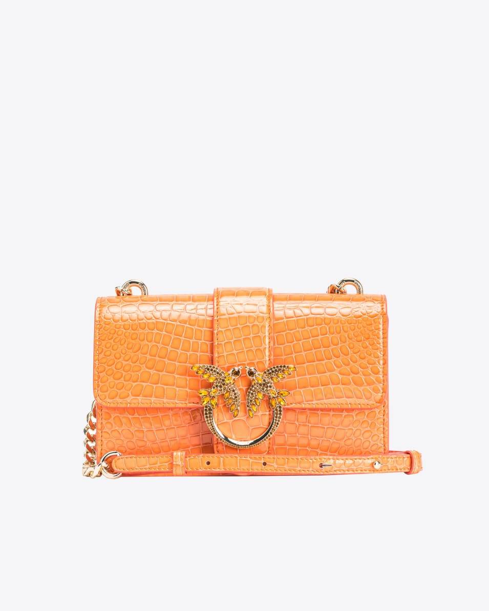 Pinko Mini Love Bag One mit glänzender farbiger Kroko-Prägung PINKO Galleria
