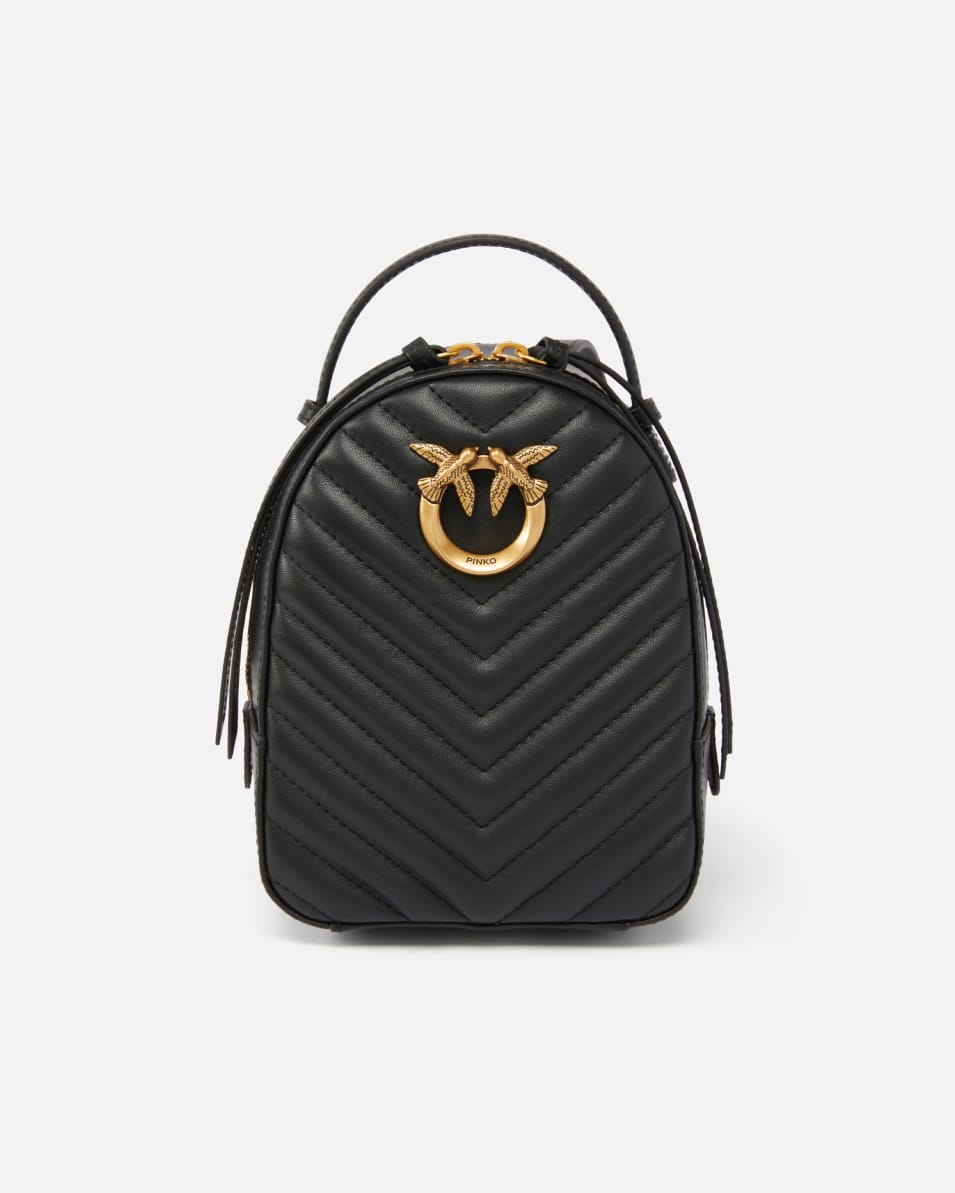 Pinko Mini Love Bag Rucksack aus Leder in Matelassé-Optik